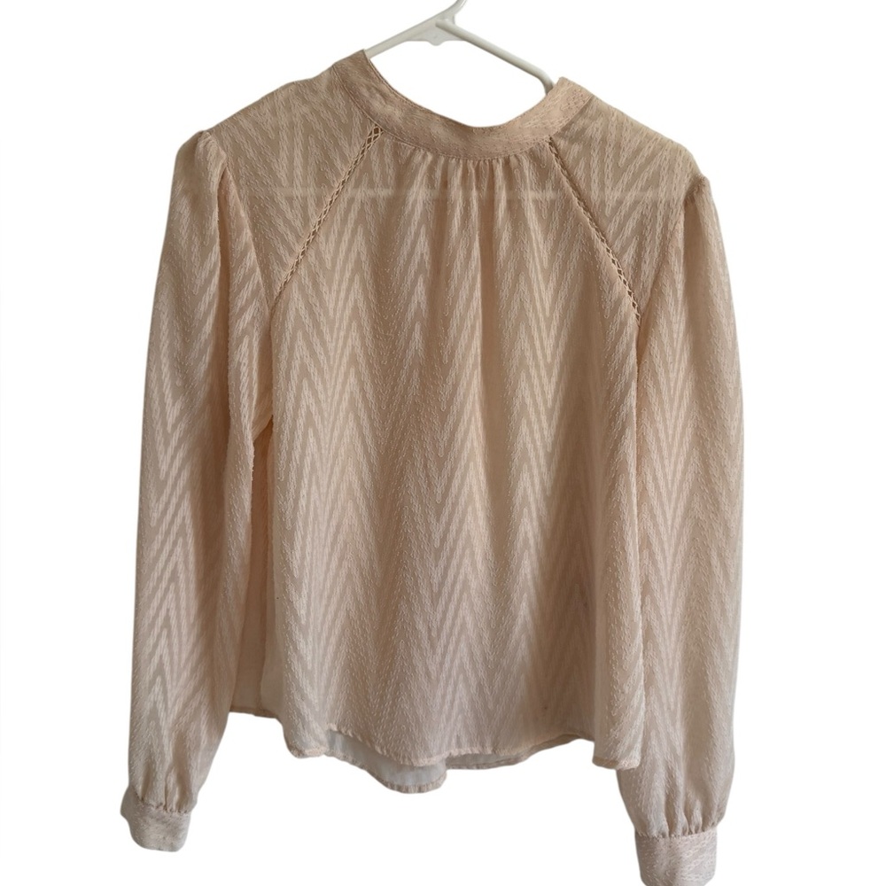 Free People Cream Animal Printed Button Down Back Top, Size Small